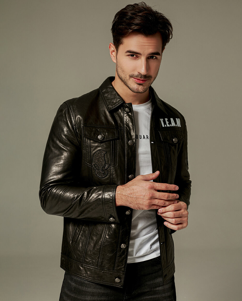 Mens Leather Denim Jacket with Hood - Hollywood Leather Jackets